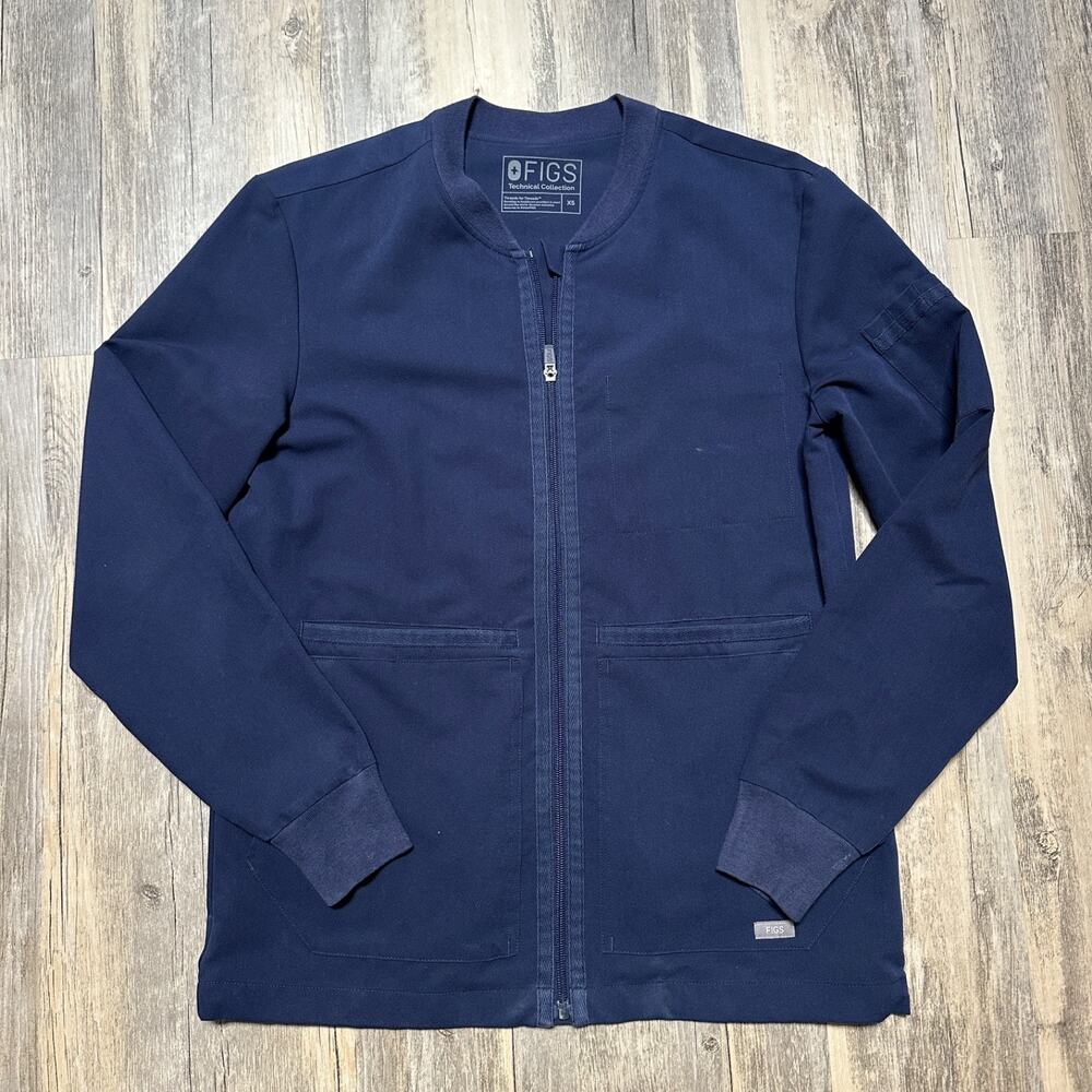 FIGS Scrub Jacket Mens Size XS Technical Collection Blue Zapote Full Zip Pockets